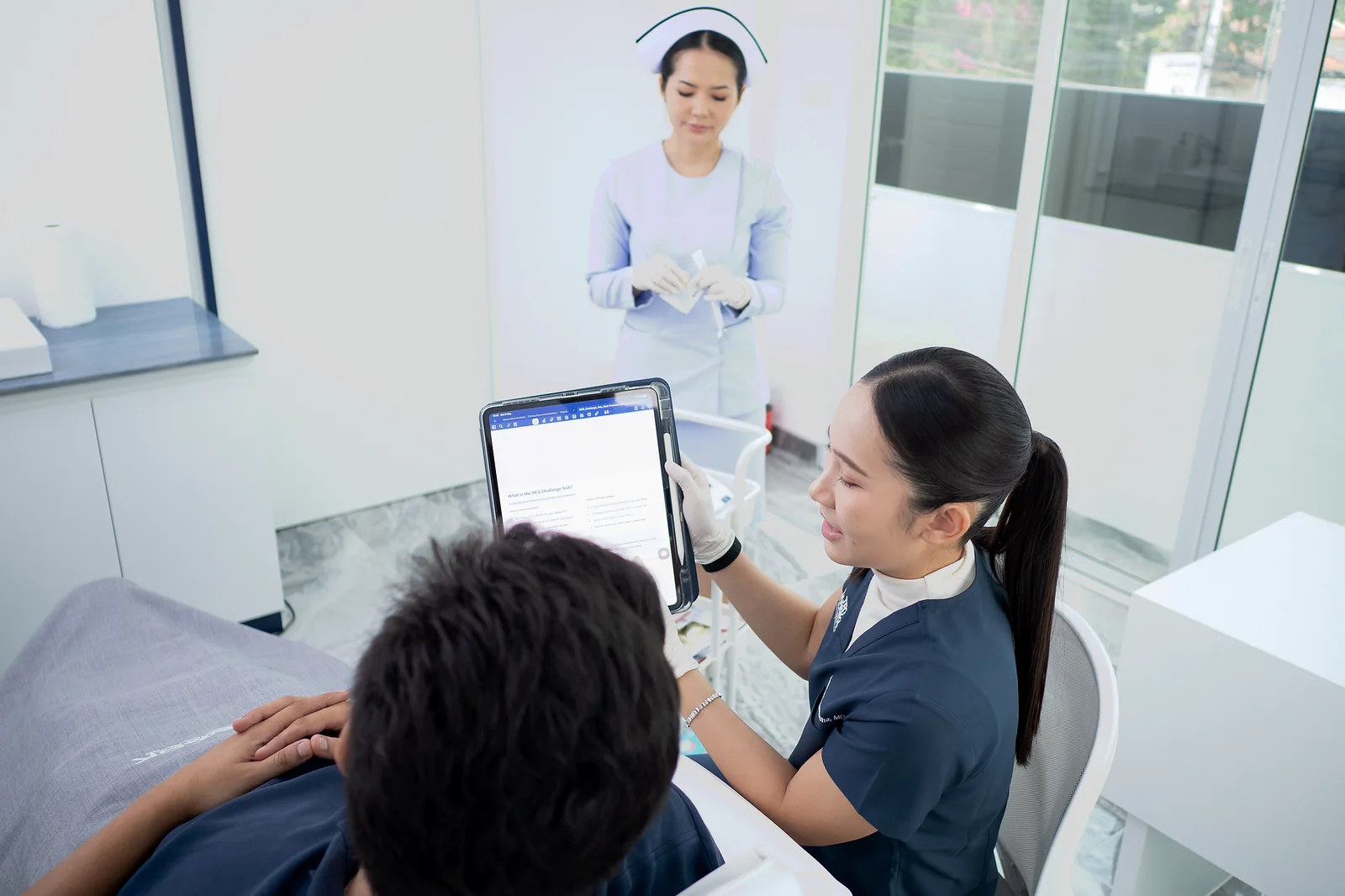 Patient care team welcoming a patient at TRT Bangkok Clinic, Pattaya
